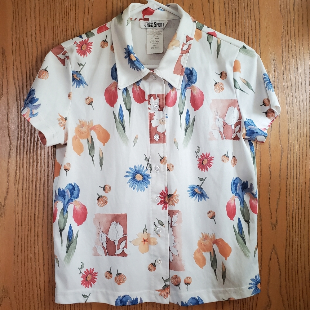 M/L Vintage 90s floral print Jazz Sport shirt